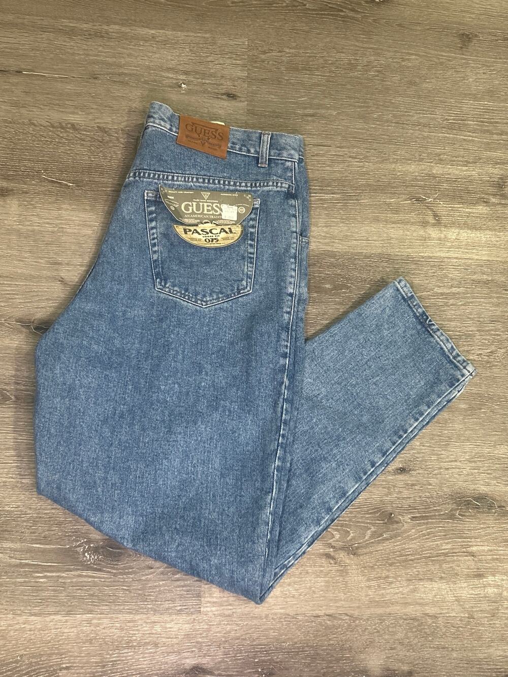 VTG 90s Guess Pascal 075 Jeans Mens 40x34 NWT Deadstock Tapered Blue Denim